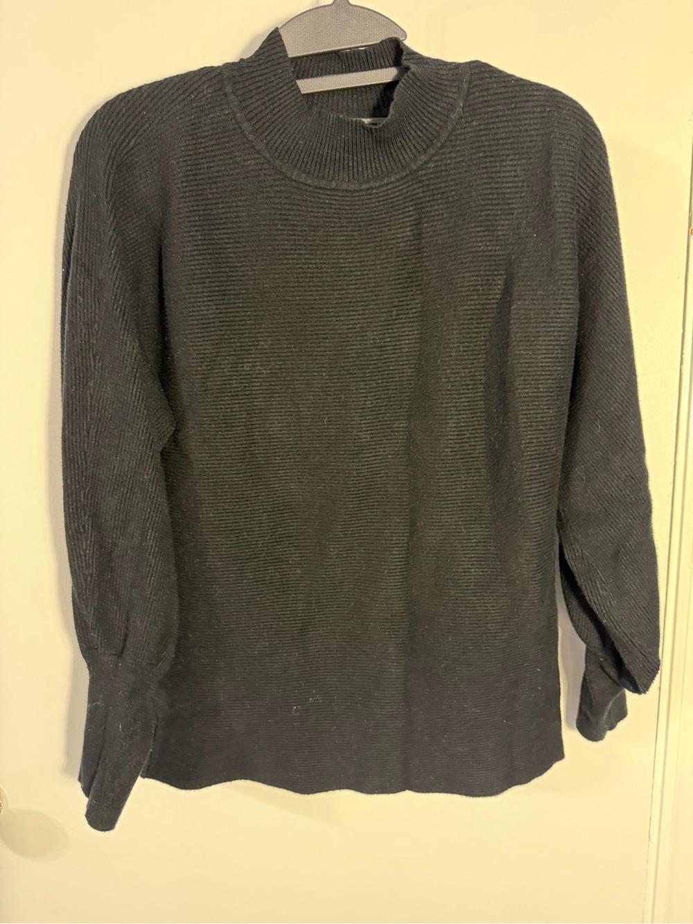 Staccato Black Ribbed Crewneck Sweater Large
